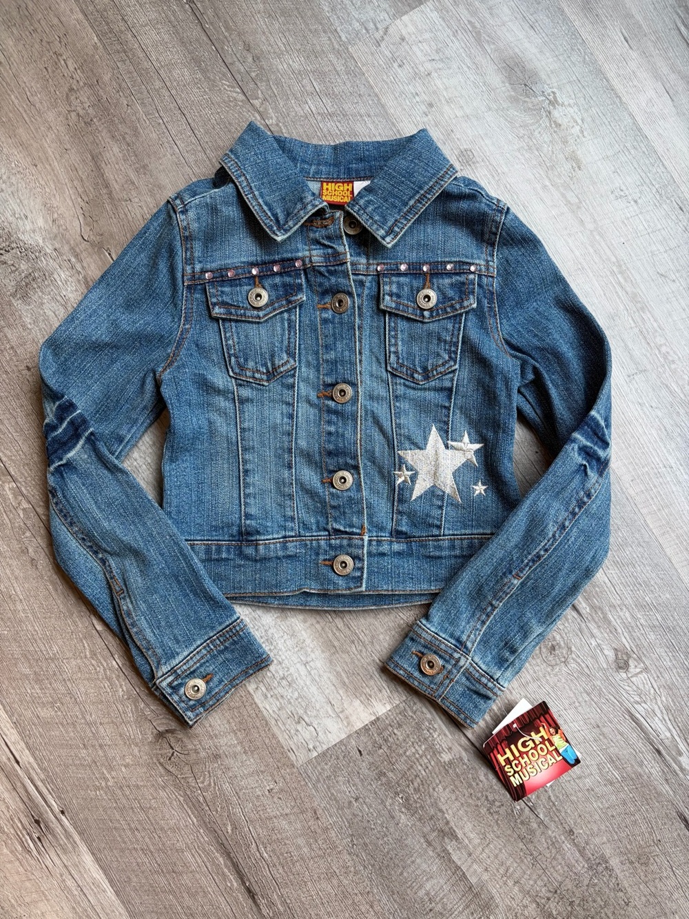 Y2K Deadstock Girls High School Musical Sequin Denim Jacket Size 7 girls